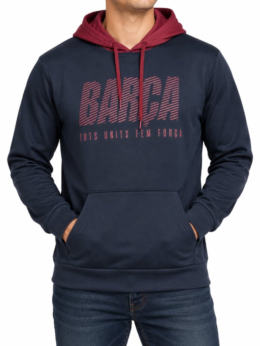 FC Barcelona Barça Navy Burgundy Graphic Pullover Hoodie Men’s L